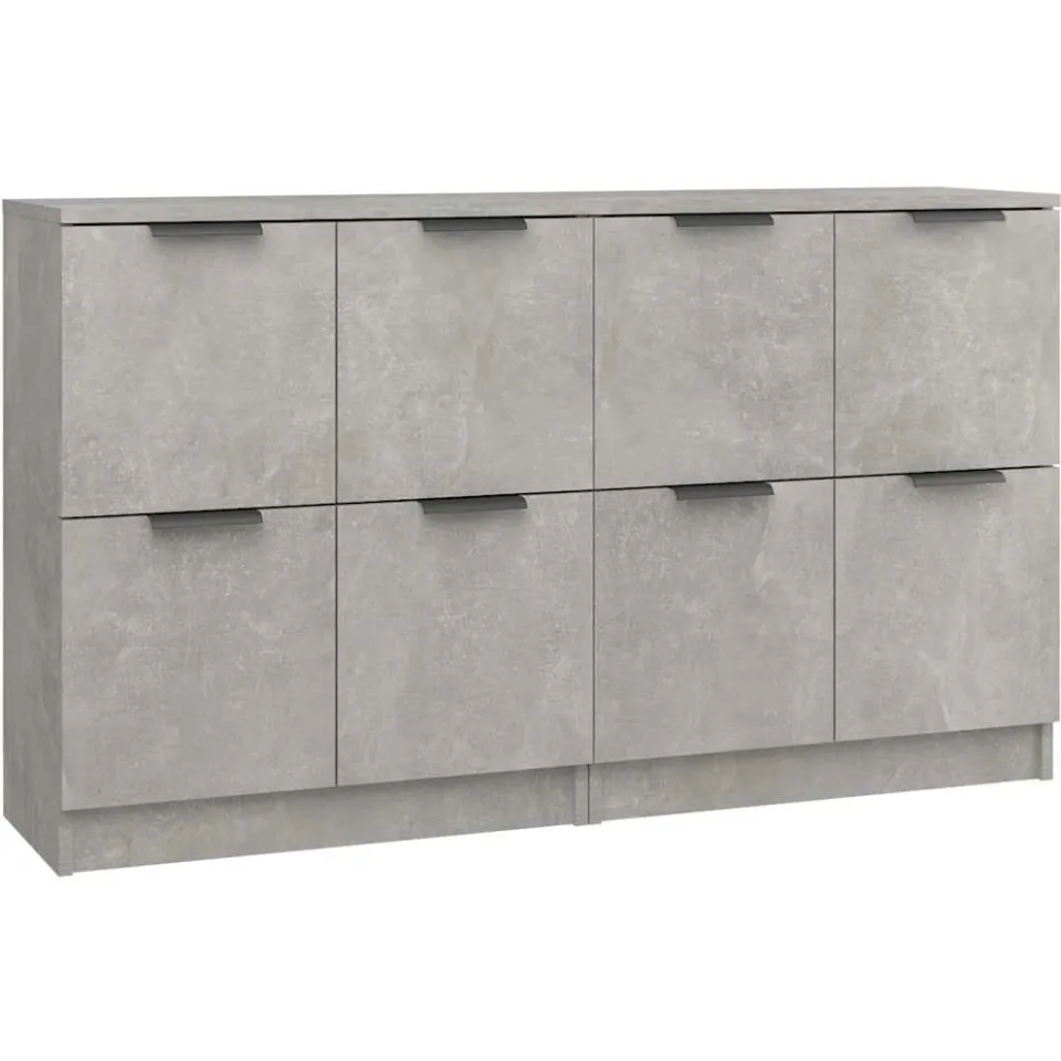 vidaXL Dressoirs 2 st 60x30x70 cm bewerkt hout betongrijs