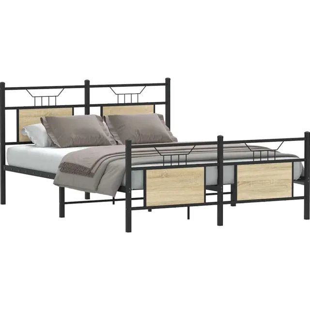 vidaXL Bedframe zonder matras hout sonoma eikenkleurig 140x200 cm Bruin