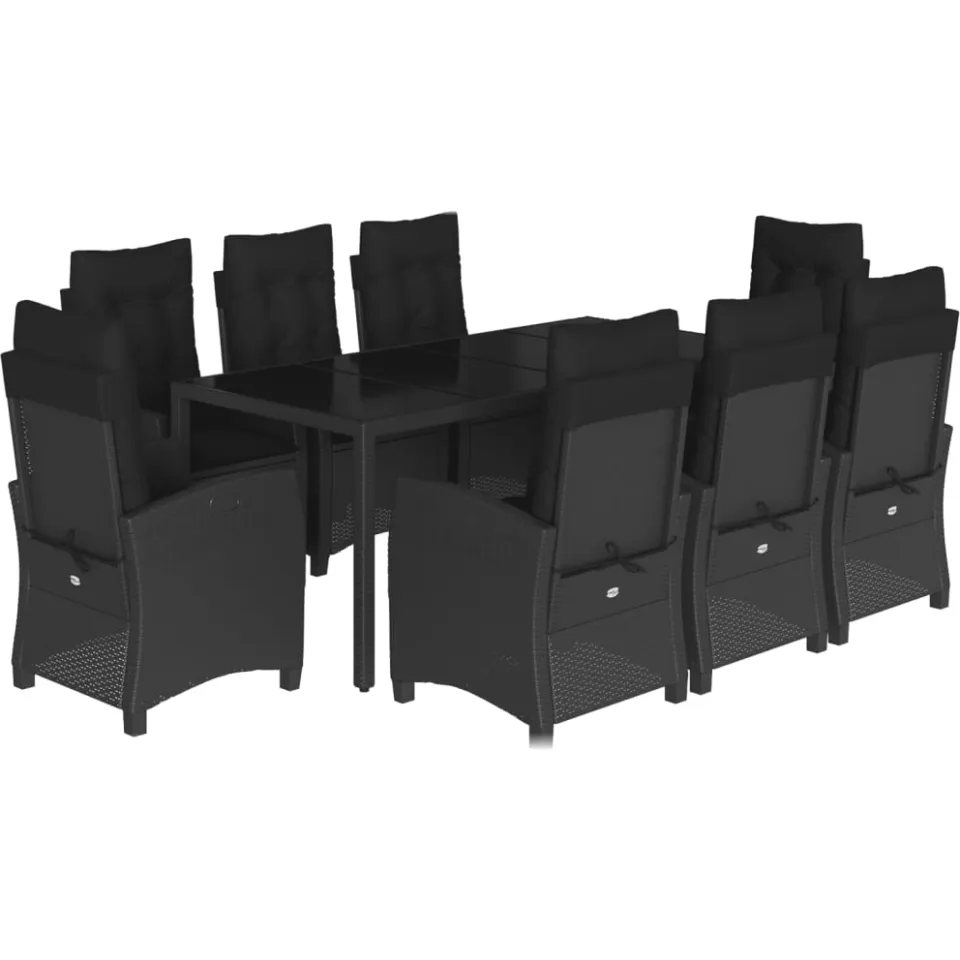 vidaXL 9-delige Tuinset poly rattan zwart, foto 3