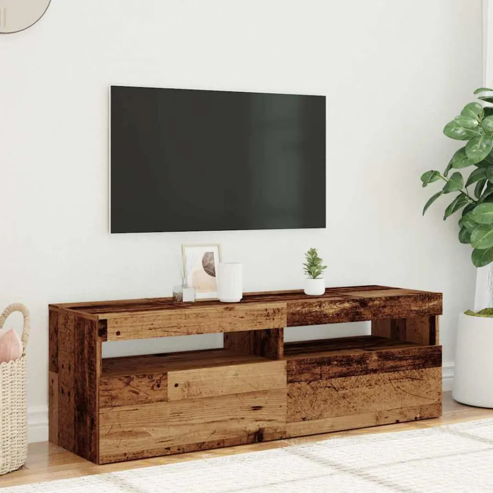 vidaXL Tv-meubel met LED 120x35x40 cm bewerkt hout oud hout bruin, foto 3