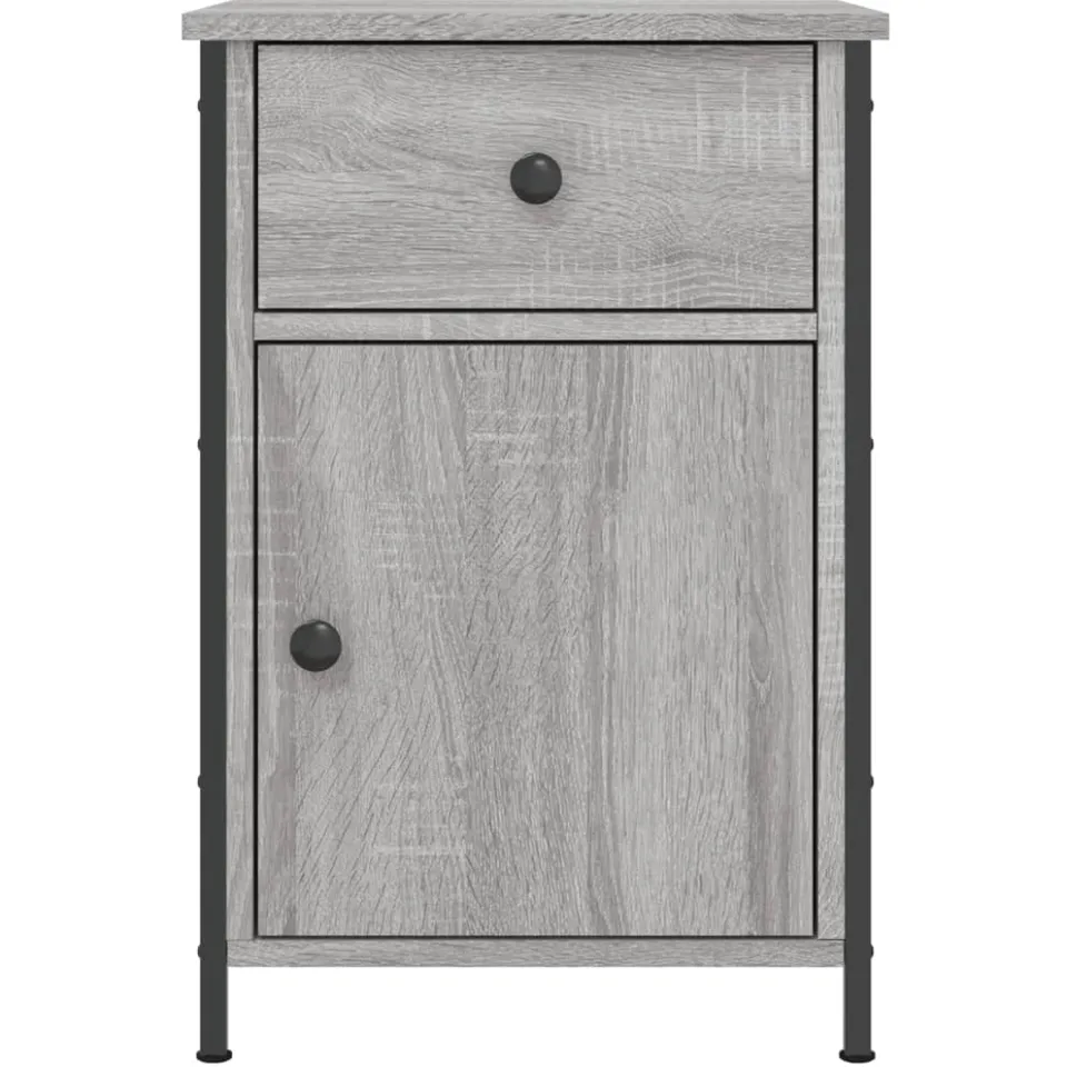 vidaXL Nachtkastjes 2 st 40x42x60 cm bewerkt hout grijs sonoma eiken, foto 4