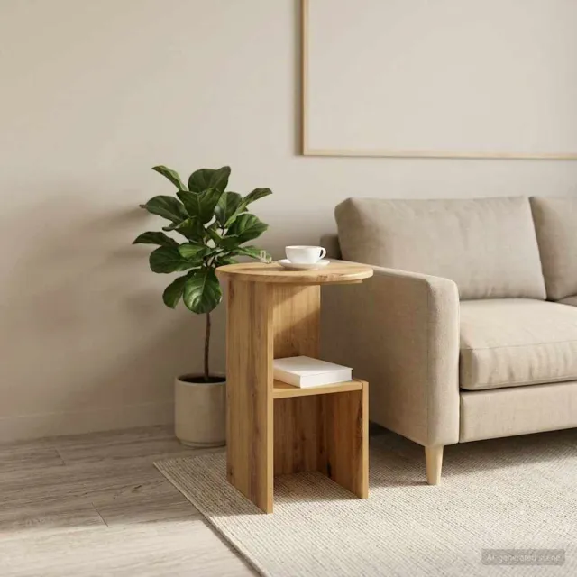 vidaXL Bijzettafel Artisanaal eiken Ø 39,5 x 55 cm Bewerkt hout, foto 2