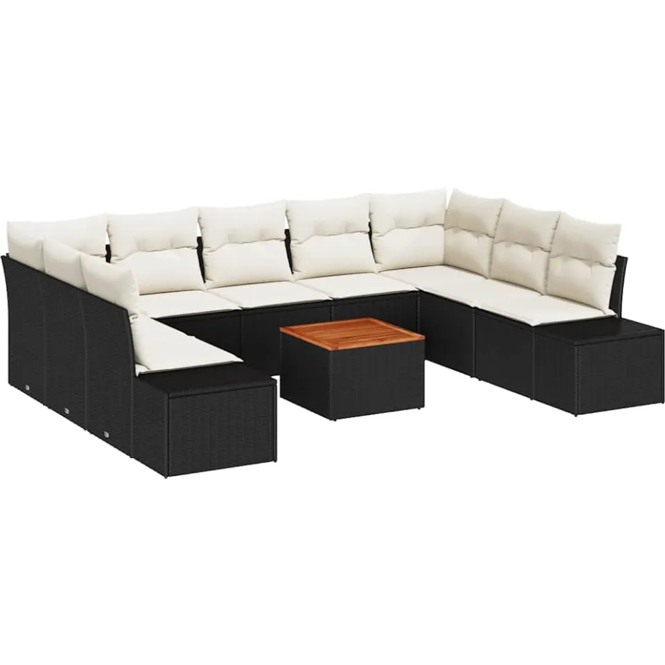 vidaXL Tuin Sofa Set 10 st Zwart en wit