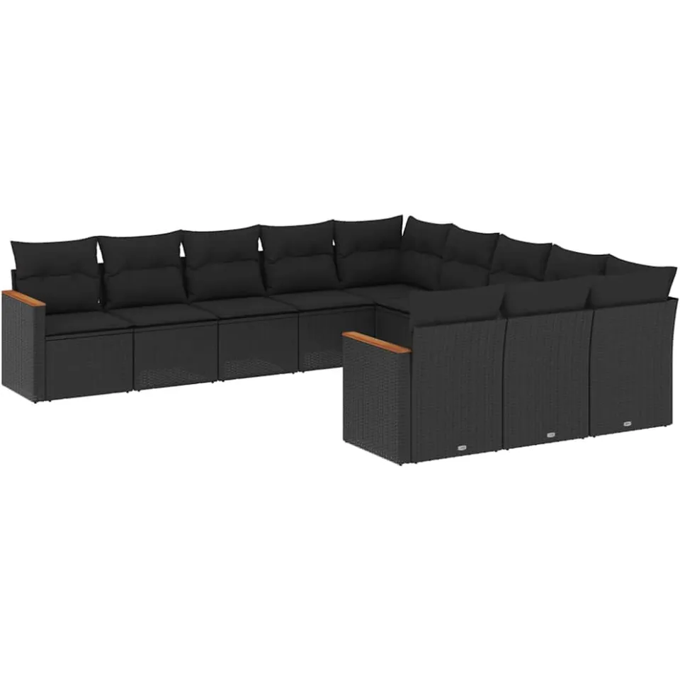 vidaXL Patio Sofa Set 11-zits Black, foto 3