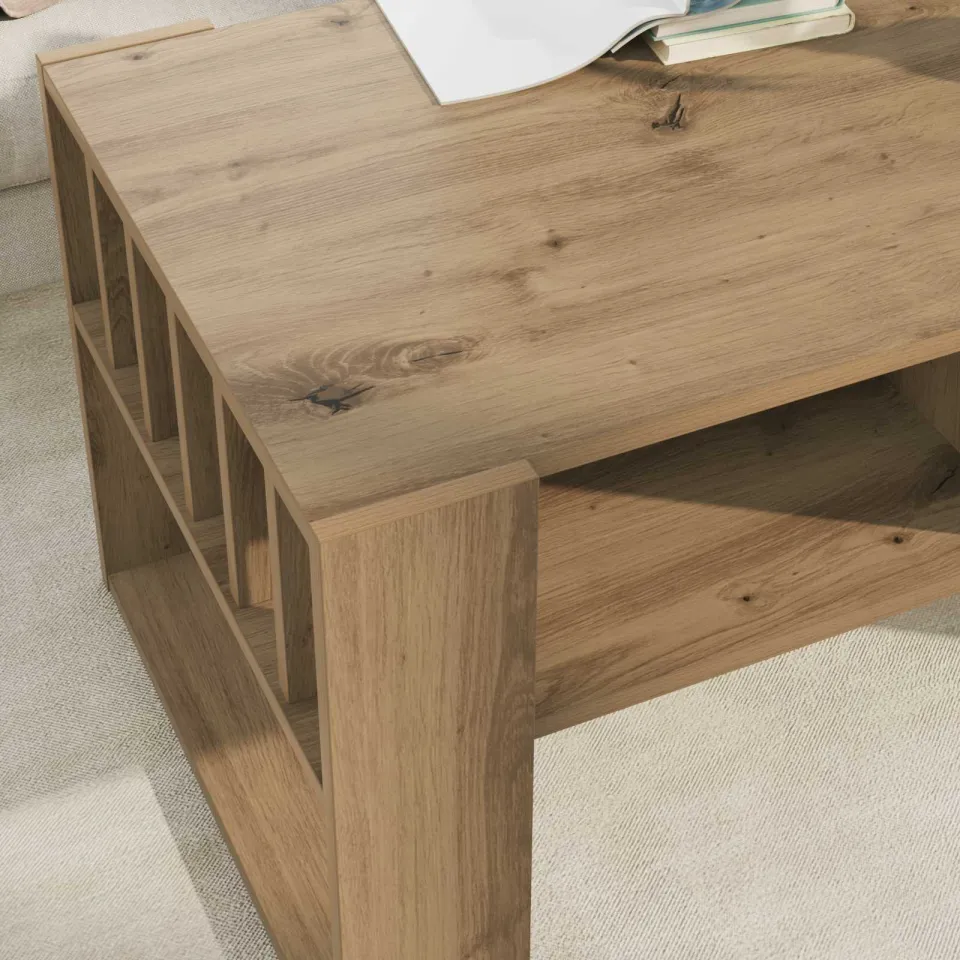 vidaXL Salontafel Artisan Eiken 92 x 49,5 x 45 cm Bewerkt hout, foto 4