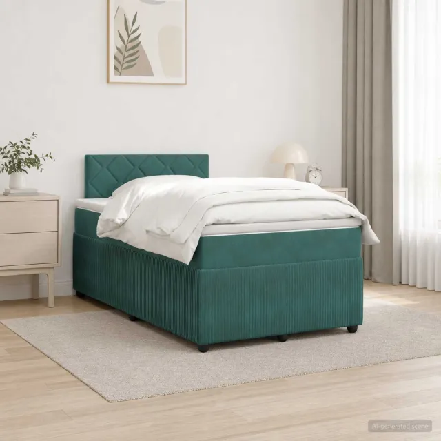 vidaXL Boxspringbed met matras Donkergroen 120 x 200 cm Fluweel