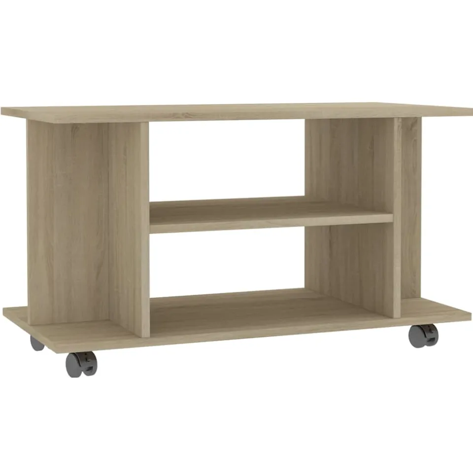 vidaXL Tv-meubel met wieltjes 80x40x45 cm bewerkt hout sonoma eiken, foto 3