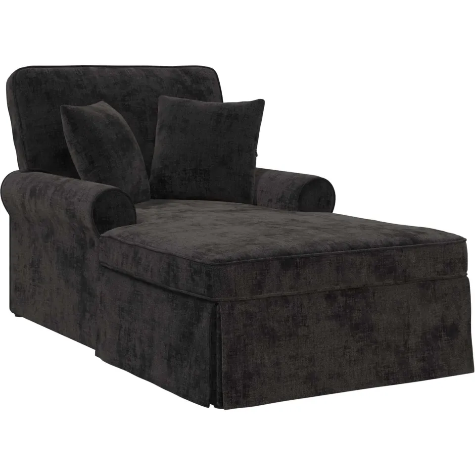 vidaXL Chaise Lounge met Rok met kussen Zwart 157 x 91 x 91 cm ARES, foto 4