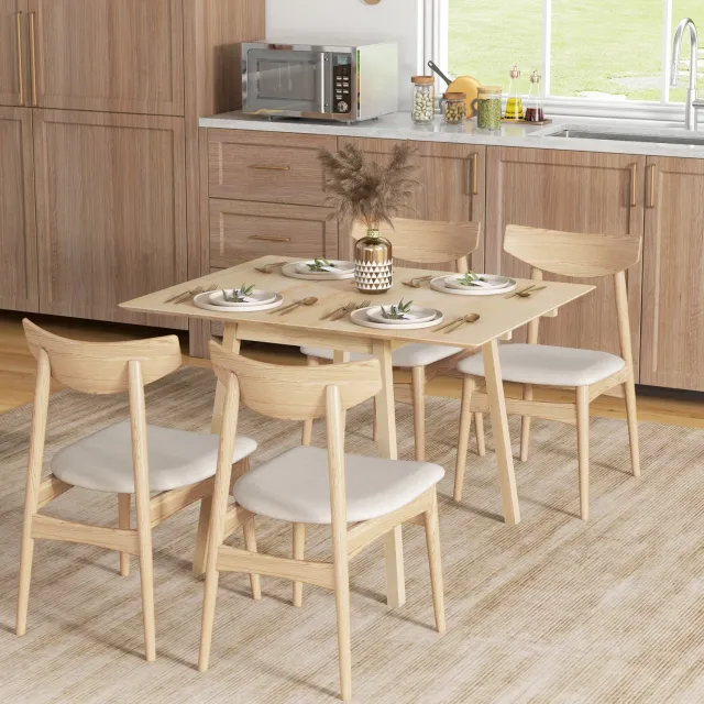 MODENUIT Eettafel - Klapbaar Voor 2-4 Personen - Keuken Voor Kleine Ruimtes - Hout - 110x86x75 Cm - Naturel Natural Wood