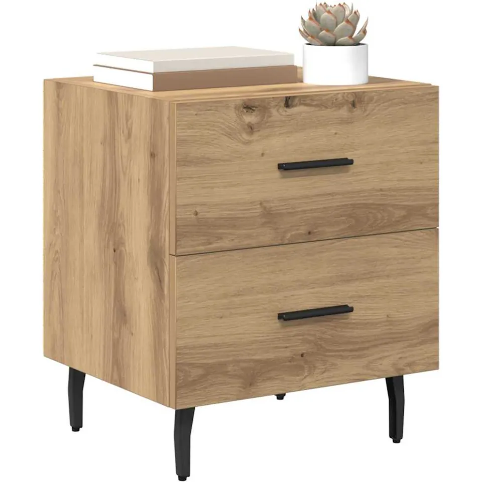 vidaXL Nachtkastje 2 st Artisan Eiken 40 x 35 x 47,5 cm Bewerkt hout Bruin