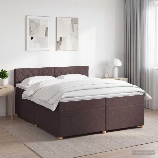 vidaXL Boxspringbed met matras Donkerbruin 200 x 200 cm Stof
