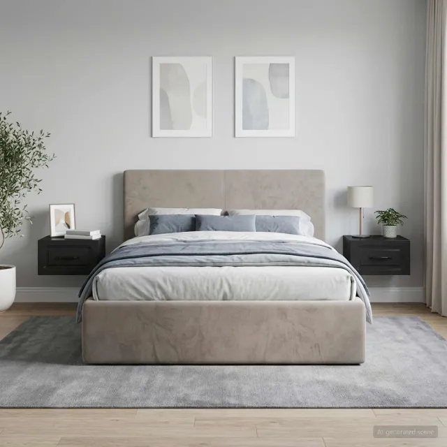 vidaXL Wandbeugel Bedkast 2 st Zwart 34,5 x 33 x 20 cm Bewerkt hout, foto 2