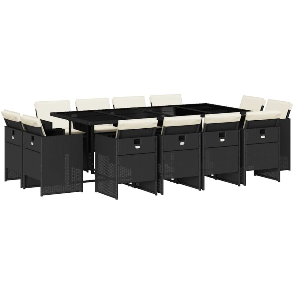vidaXL 13-delige Tuinset met kussens poly rattan zwart, foto 4