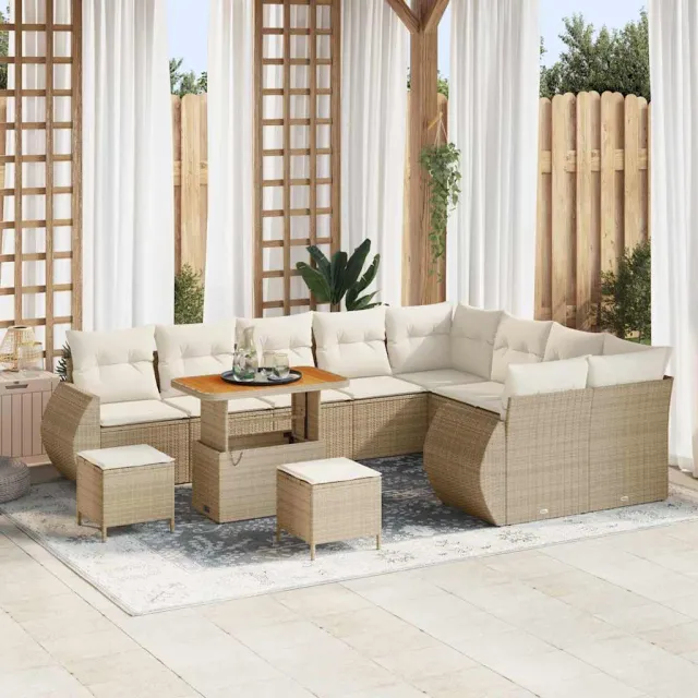 vidaXL Tuinbankenset 12 st Beige poly rattan, foto 2