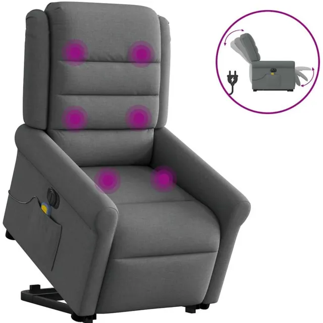 vidaXL Sta-op-massagestoel - elektrisch - verstelbaar - stof - donkergrijs