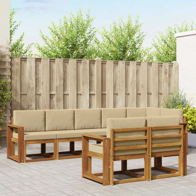 vidaXL Buiten bankenset 8 st 8-zits Natuurlijk en Beige