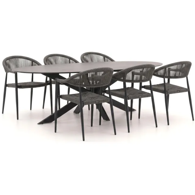 Manifesto Furniture Manifesto Belpasso/Furato ellips 200cm dining tuinset 7-delig stapelbaar