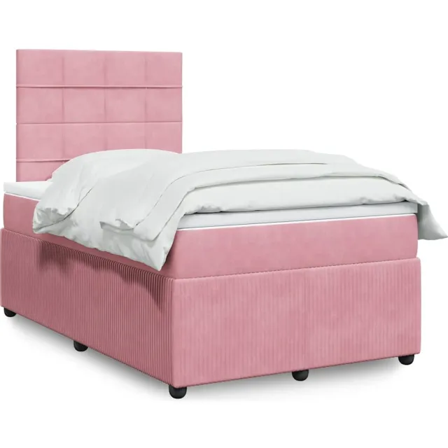 vidaXL Boxspring met matras fluweel roze 120x190 cm