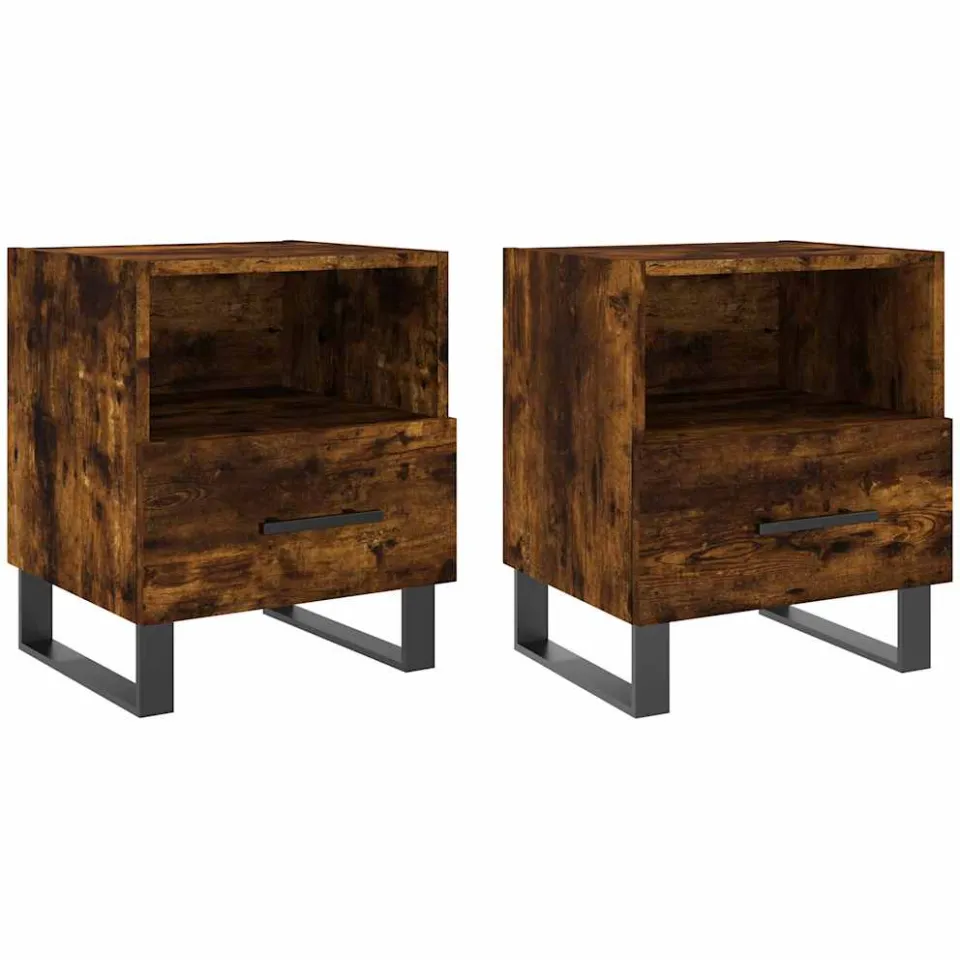 vidaXL Nachtkastjes 2 st 40x35x47,5 cm bewerkt hout gerookt eikenkleur, foto 3