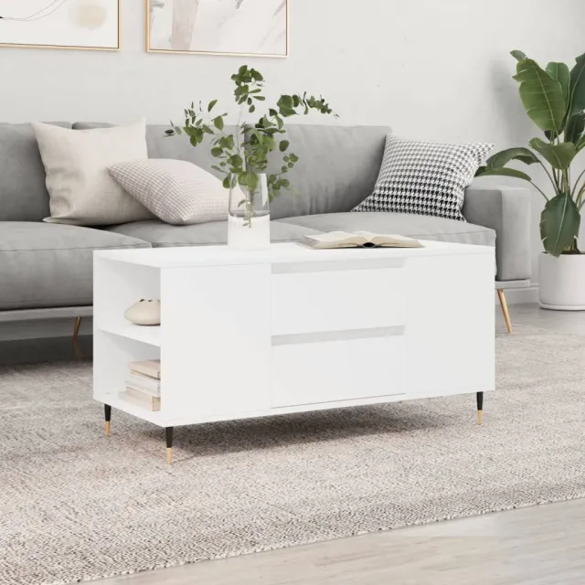vidaXL Salontafel 102x44,5x50 cm bewerkt hout wit, foto 2