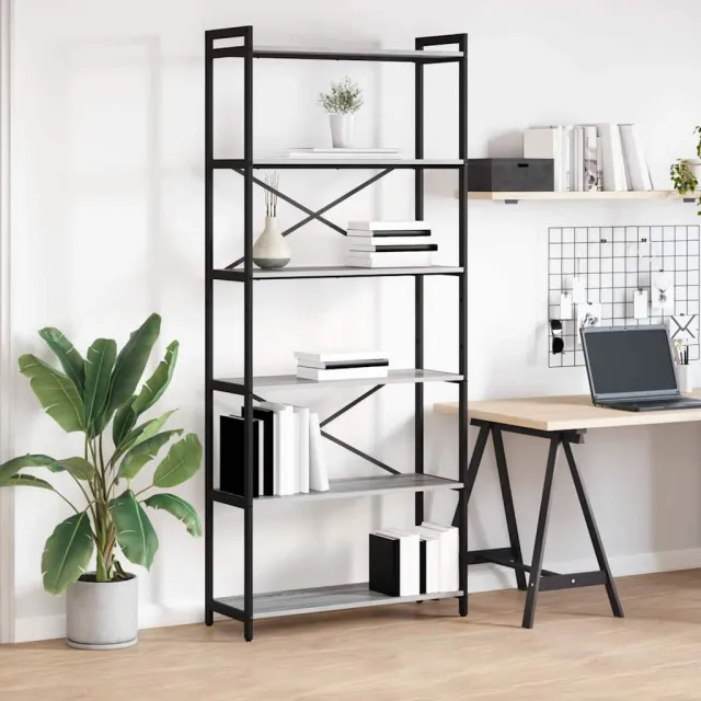 vidaXL Boekenkast 80 x 30 x 189,5 cm Bewerkt hout Grijs sonoma