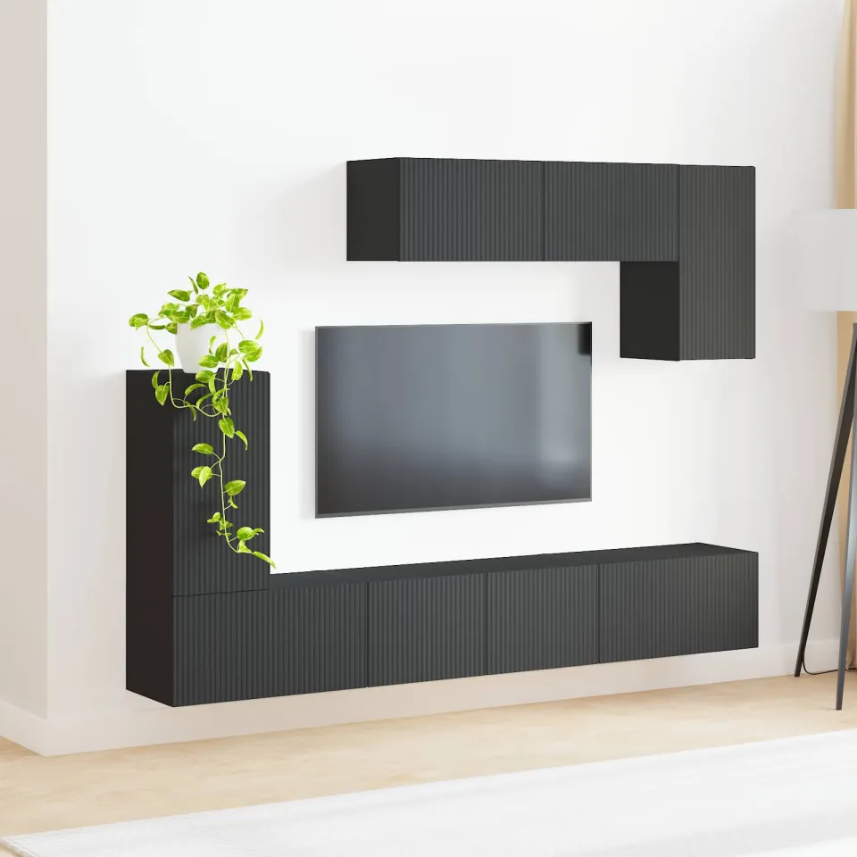 vidaXL Tv-meubelset 4 st Zwart Bewerkt hout, foto 4