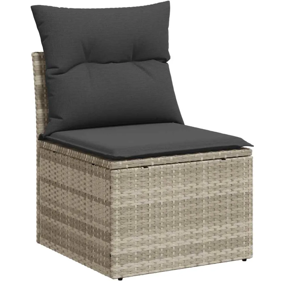 vidaXL 13-delige Loungeset met kussens poly rattan lichtgrijs