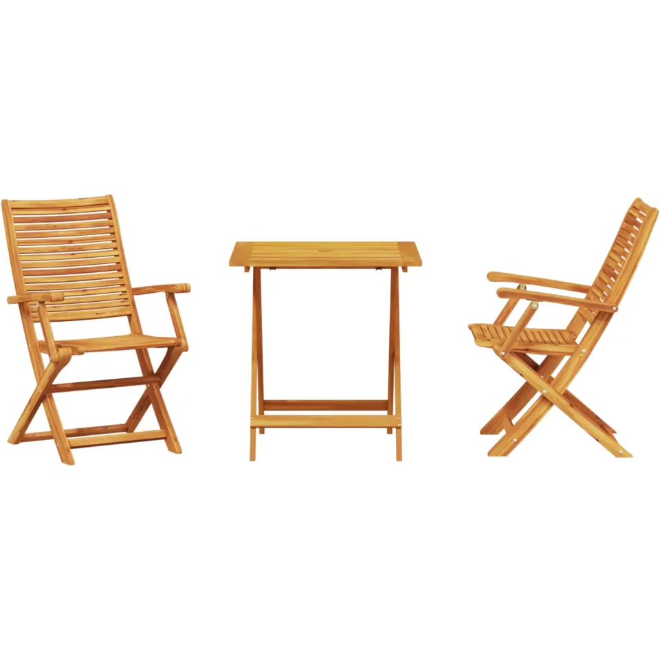 vidaXL Vouw Bistro Set 3 st Bruin Massief Acaciahout, foto 3