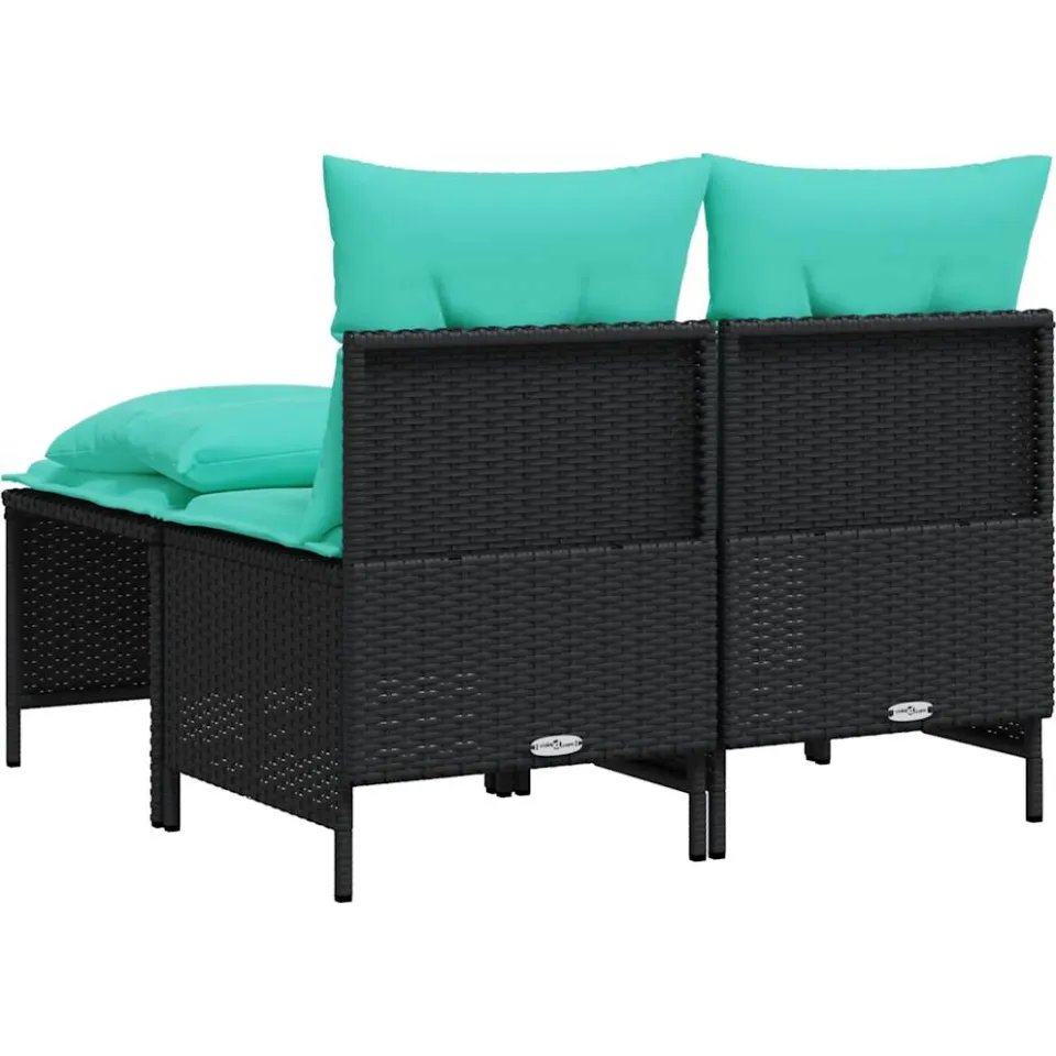 vidaXL 4-delige tuinbankset met kussens, zwart polyrotan, foto 4