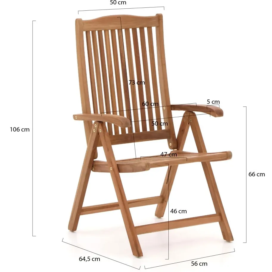 Sunyard Furniture Sunyard Veronica/Liverpool 160cm dining tuinset 5-delig verstelbaar Bruin