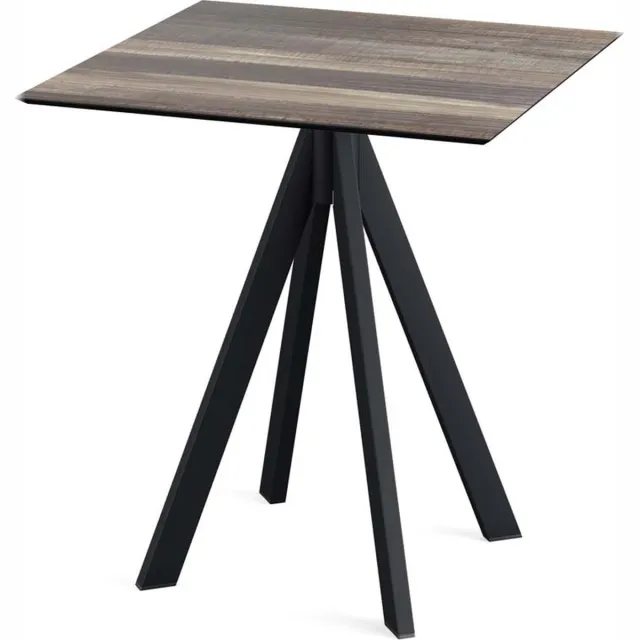 Giga Meubel Tuintafel Tropical Wood Infinity Zwart Frame HPL 70x70cm - Giga Meubel Donkerbruin