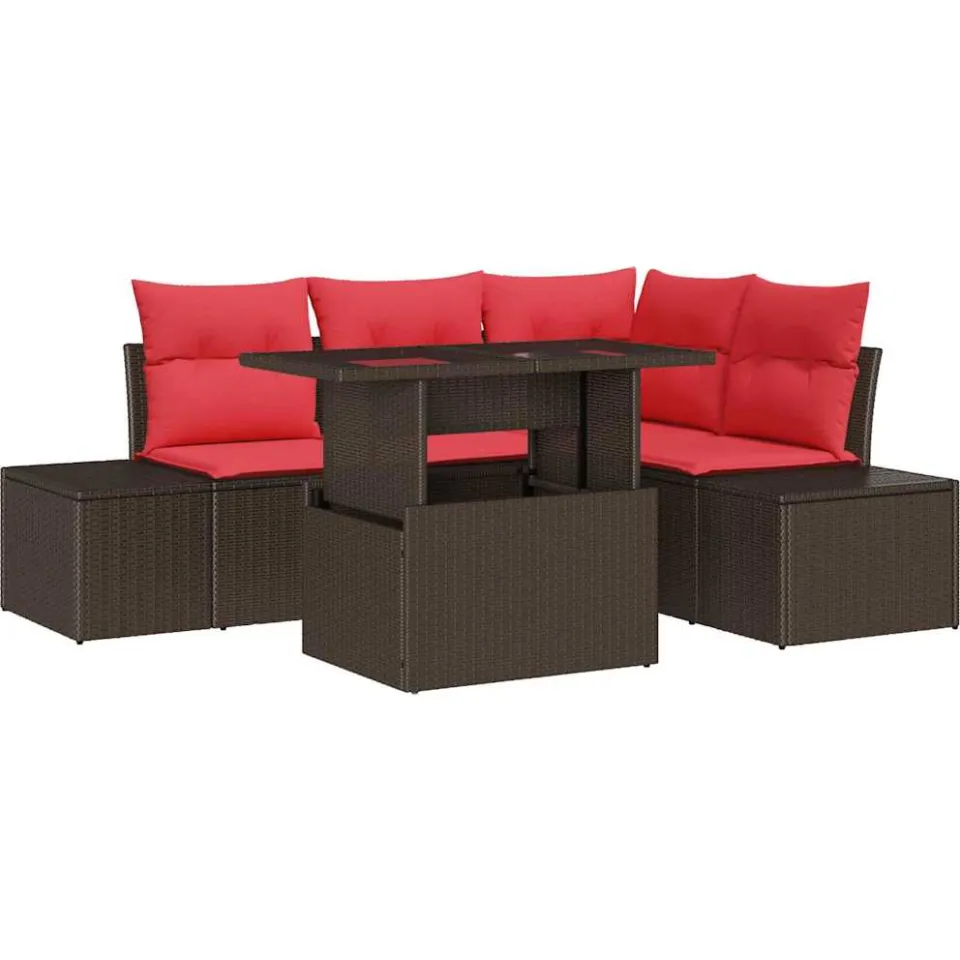 vidaXL Tuin Sofa Set 5 st Bruin poly rattan