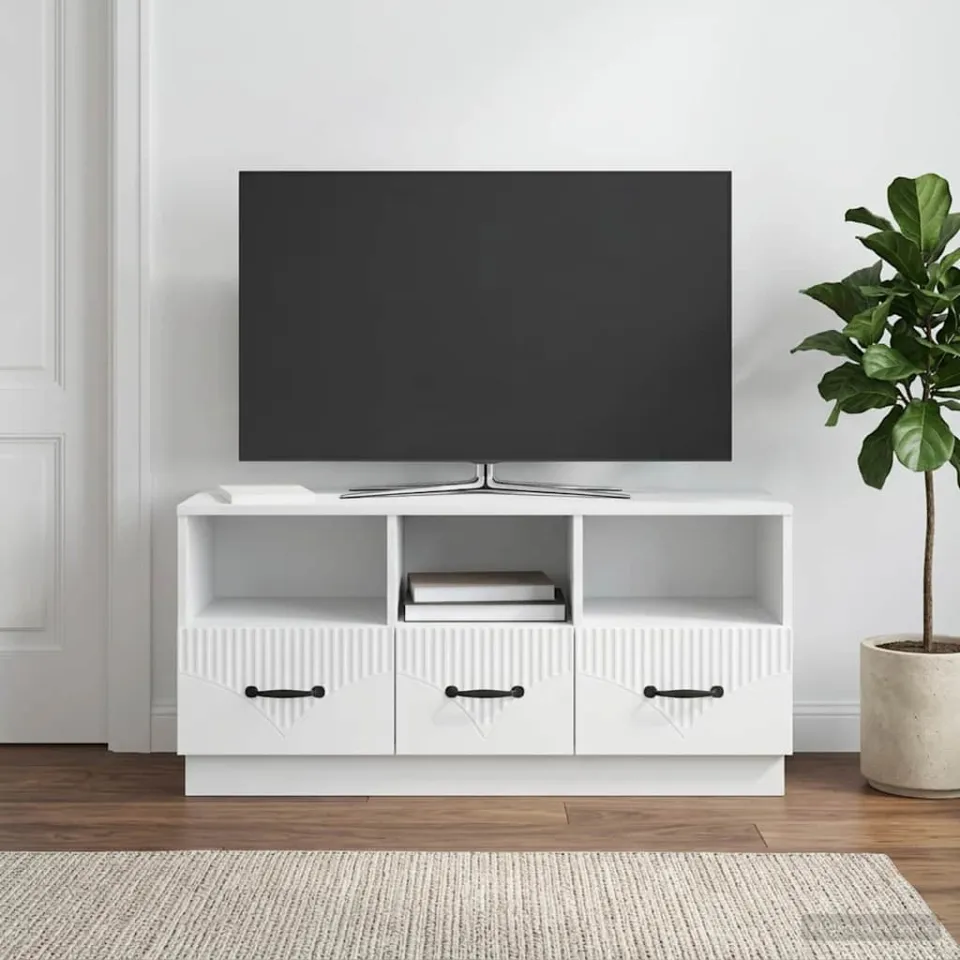 vidaXL TV-kast met lade Wit 102 x 34,5 x 47 cm Bewerkt hout, foto 4