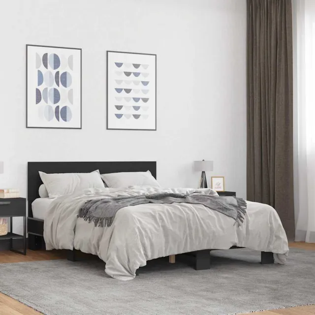 vidaXL Bedframe bewerkt hout metaal zwart 120x190 cm