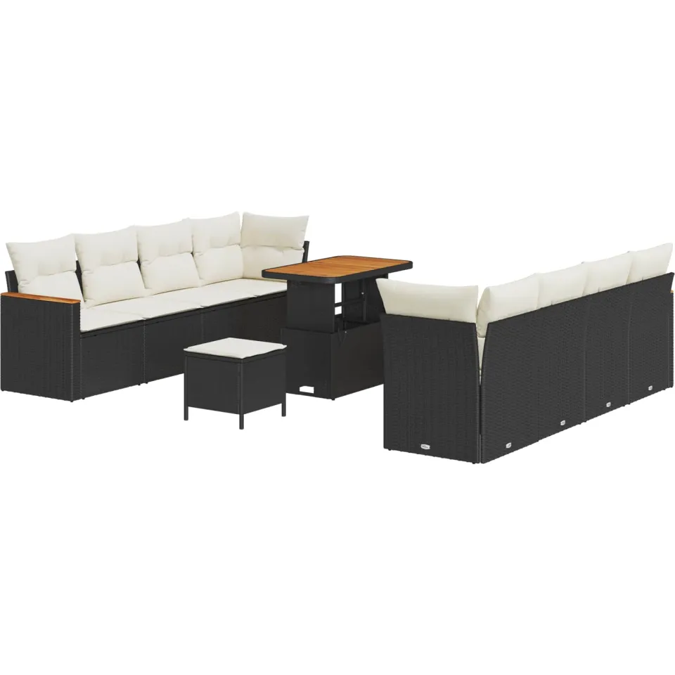 vidaXL Tuinbankenset 11 st Zwart poly rattan