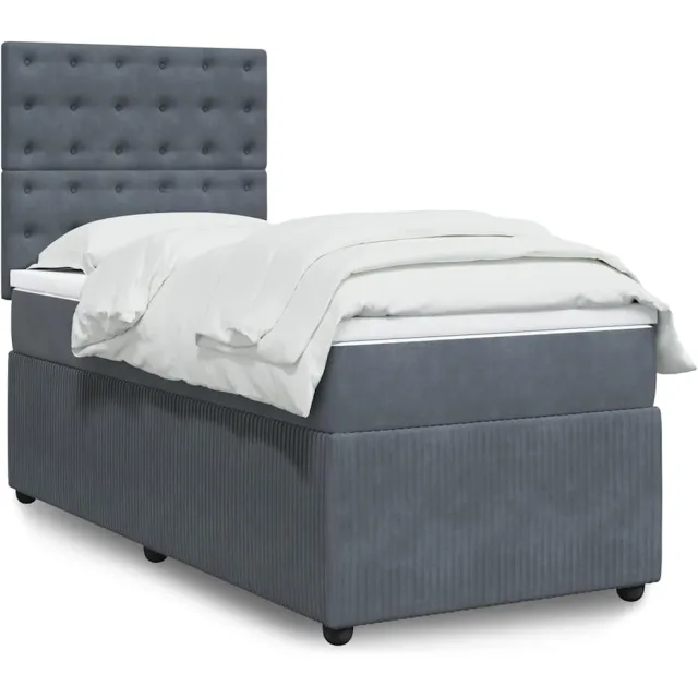 vidaXL Boxspring met matras fluweel donkergrijs 90x190 cm grijs