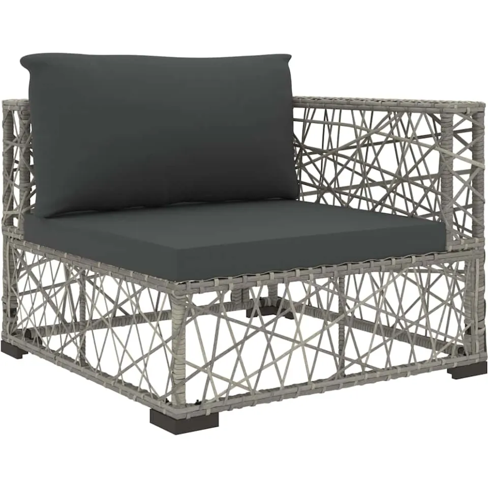 vidaXL 8-delige Loungeset met kussens poly rattan grijs, foto 4