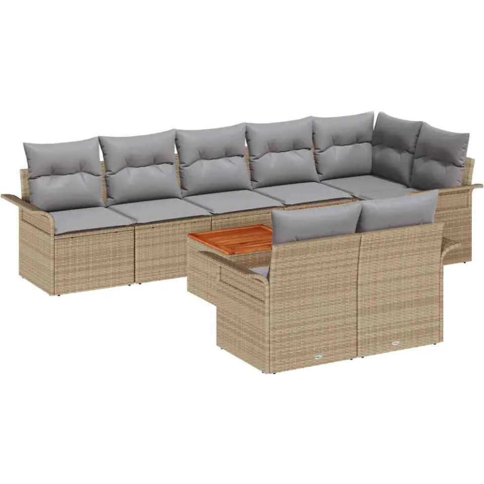 vidaXL Tuinbankenset 9 st Beige poly rattan
