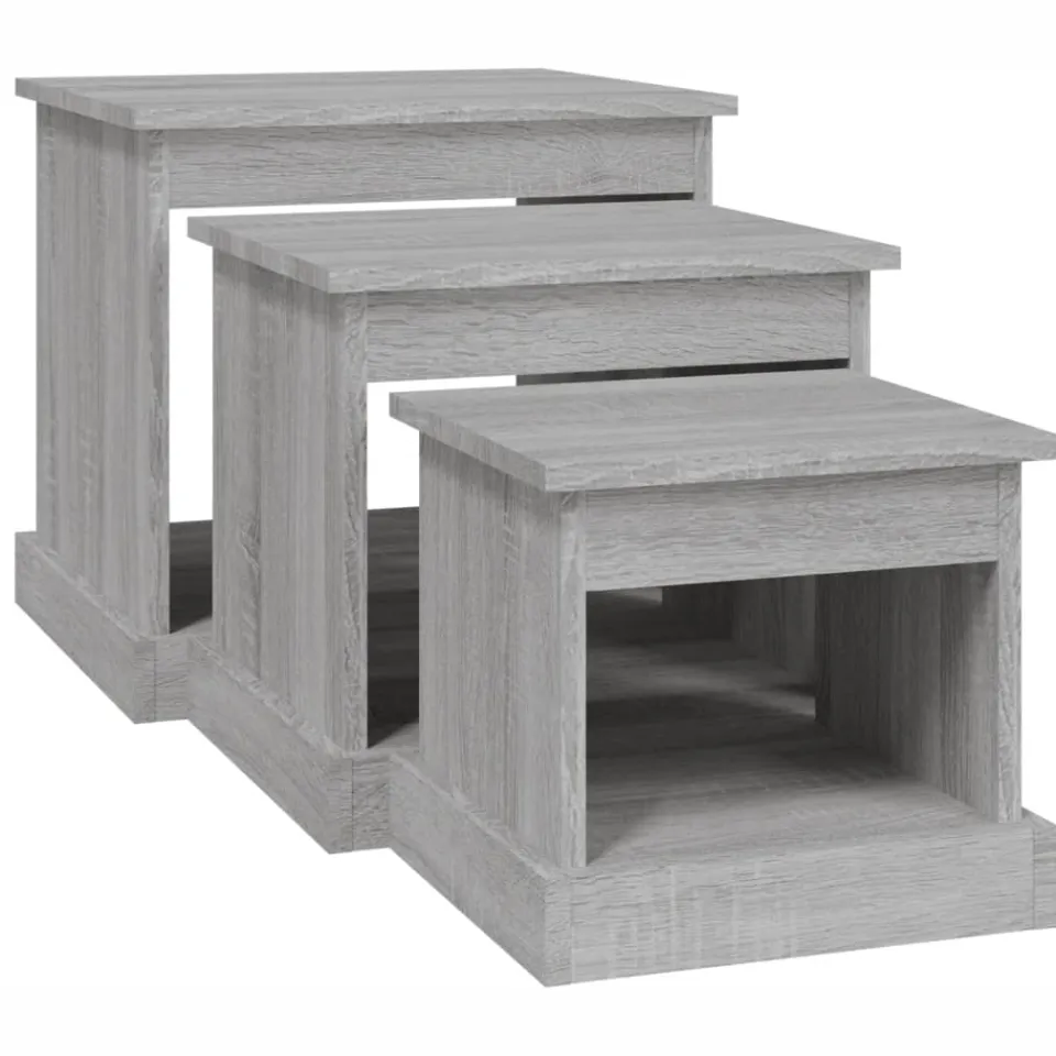 vidaXL 3-delige Salontafelset bewerkt hout grijs sonoma eikenkleurig, foto 4