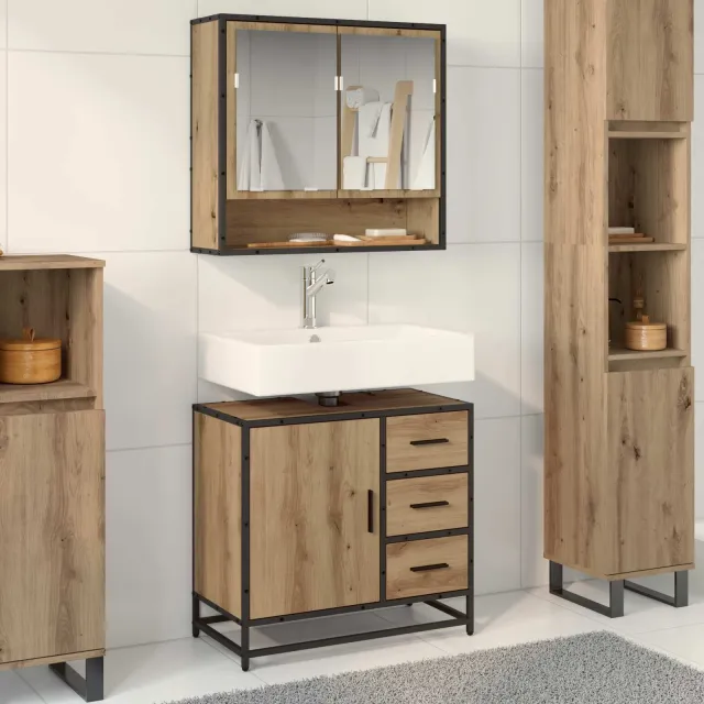 vidaXL Badkamermeubelset 2 st Artisan Eiken 65 x 33 x 60 cm Bruin
