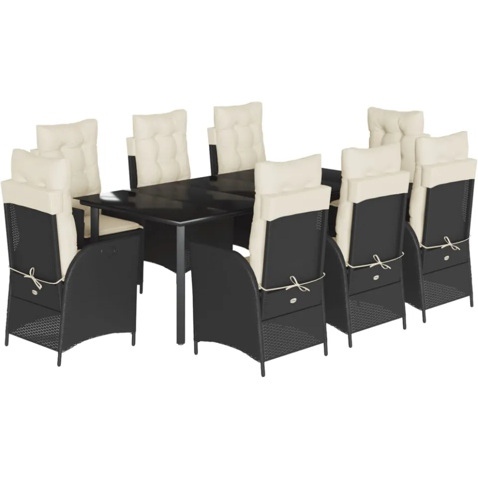 vidaXL 9-delige Tuinset poly rattan zwart, foto 3