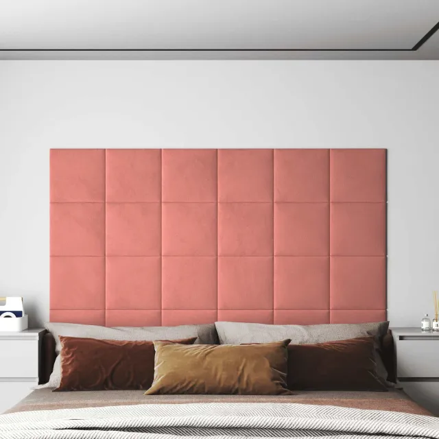 vidaXL Wandhoofdbord 12 st Roze Fluweel
