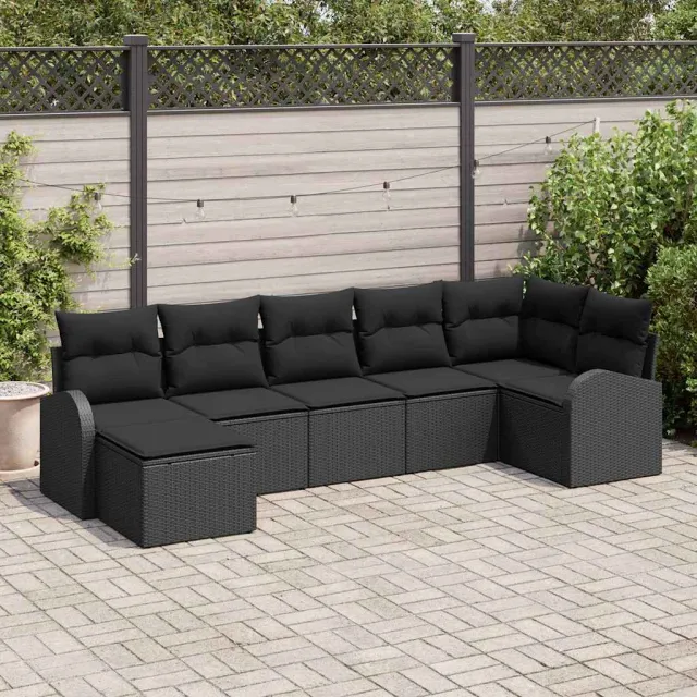 vidaXL Tuin Sofa Set 7 st Zwart [Synthetisch]: Poly Rattan, foto 2