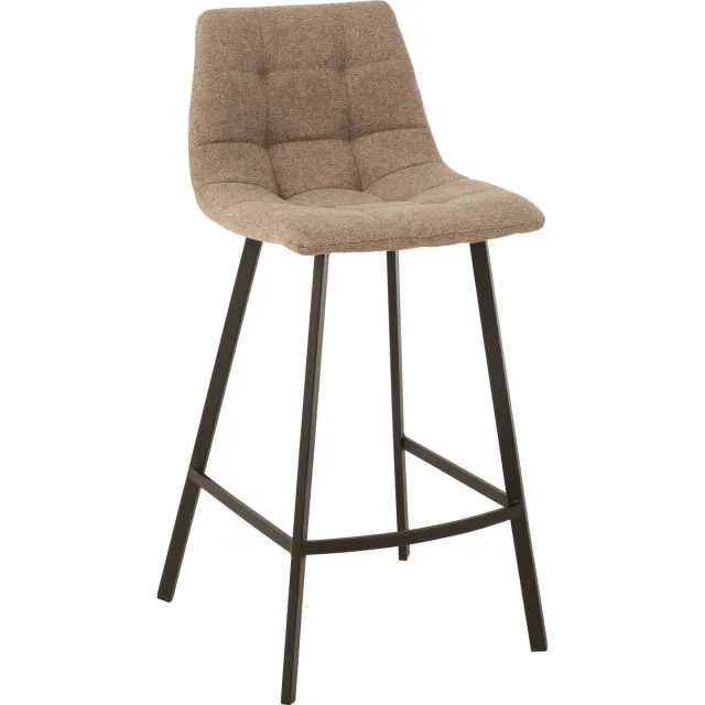 J-Line barstoel Stephane - textiel/metaal - beige - 2 stuks Beige - Zwart