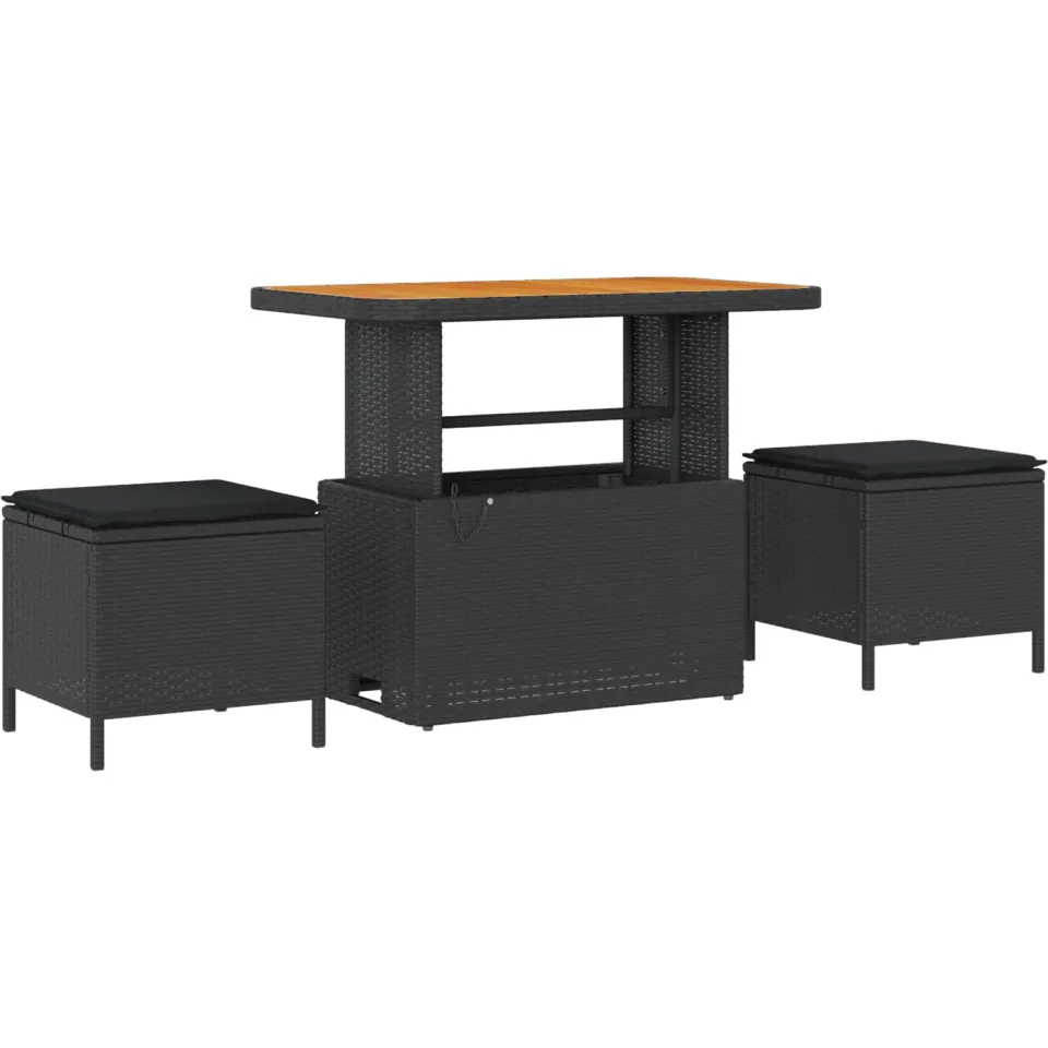vidaXL Tuinbankenset 12 st Zwart poly rattan, foto 4