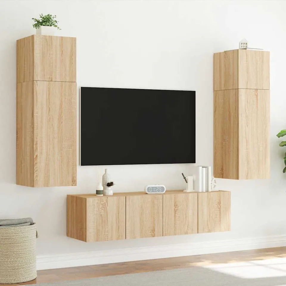 vidaXL Tv-wandmeubel met LED-verlichting 80x35x31 cm sonoma eikenkleur, foto 4