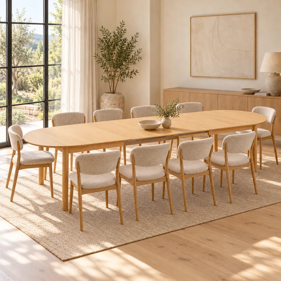 Artichok Loet uitschuifbare houten eettafel naturel - 200 tot 300cm x 100cm, foto 3