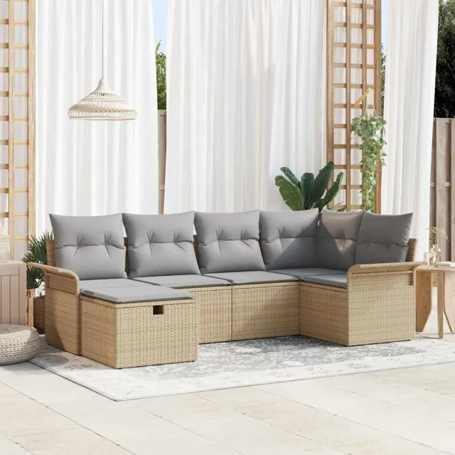 vidaXL Tuin Sofa Set 6 st Poly riet Grijs