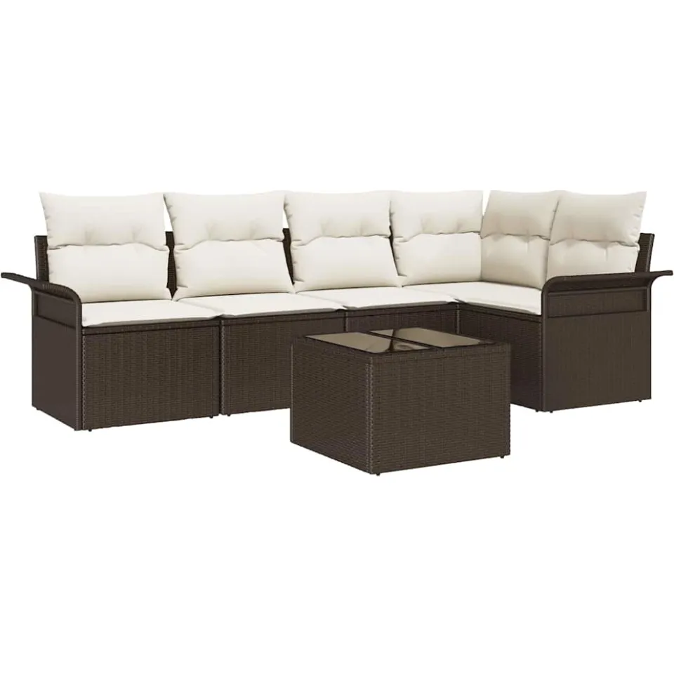 vidaXL Tuin Sofa Set 6 st Bruin poly rattan