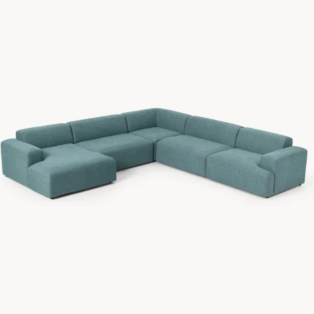 Westwing Collection XL hoekbank Melva Turquoise, Groen